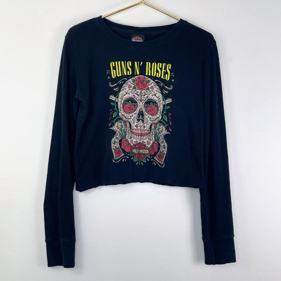 Harley-Davidson Appleton, WI Guns N\' Roses Sugar Skull Long Sleeve Cropped Shirt
